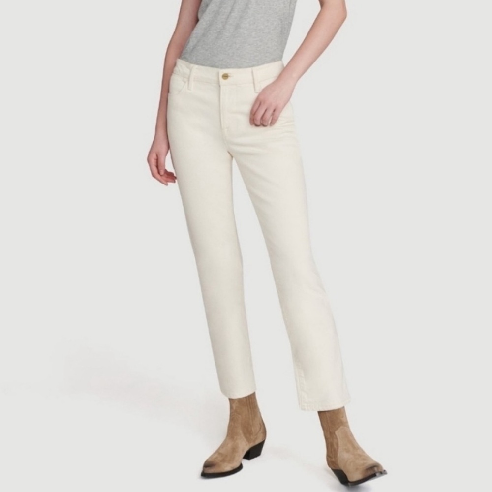 Frame Denim Cream Straight-Leg Jeans